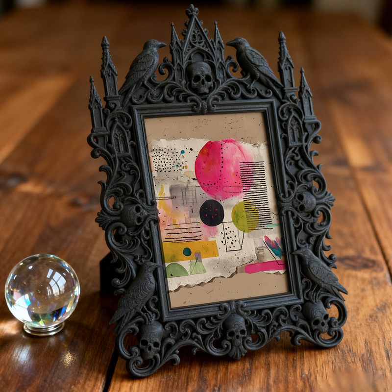 Viral-sensation Gothic Dark-style Photo Frame | Gothic Tarot Card Making Studio Decor, Photo Ornament, Wall-mountable & Tabletop, Plastic Fr