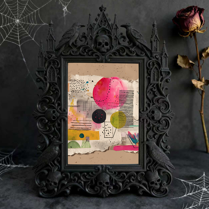 Viral-sensation Gothic Dark-style Photo Frame | Gothic Tarot Card Making Studio Decor, Photo Ornament, Wall-mountable & Tabletop, Plastic Fr