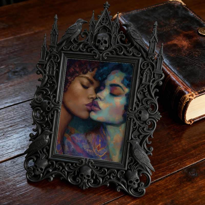 Reel-hit Gothic Dark-style Photo Frame | Dark Academia Wax Seal Stamp Shop Decor, Photo Ornament, Wall/Table Dual-use, Durable Frame