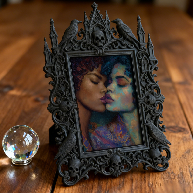 Reel-hit Gothic Dark-style Photo Frame | Dark Academia Wax Seal Stamp Shop Decor, Photo Ornament, Wall/Table Dual-use, Durable Frame