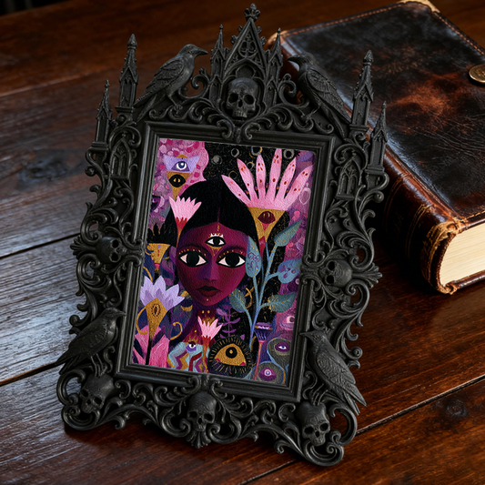 Insta-viral Gothic Dark-style Photo Frame | Vampire Themed Trivia Night Table Decor, Photo Ornament, Wall-mountable & Tabletop, Lightweight 