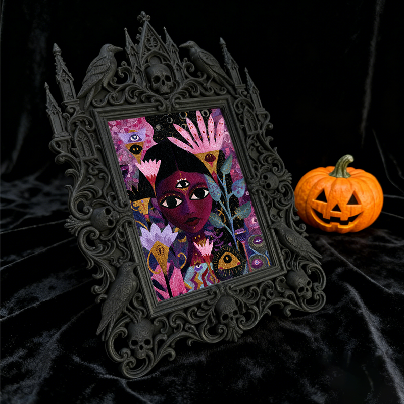 Insta-viral Gothic Dark-style Photo Frame | Vampire Themed Trivia Night Table Decor, Photo Ornament, Wall-mountable & Tabletop, Lightweight 