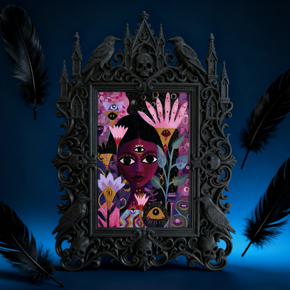 Insta-viral Gothic Dark-style Photo Frame | Vampire Themed Trivia Night Table Decor, Photo Ornament, Wall-mountable & Tabletop, Lightweight 