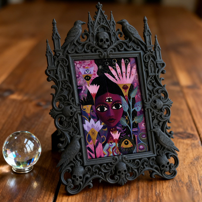 Insta-viral Gothic Dark-style Photo Frame | Vampire Themed Trivia Night Table Decor, Photo Ornament, Wall-mountable & Tabletop, Lightweight 