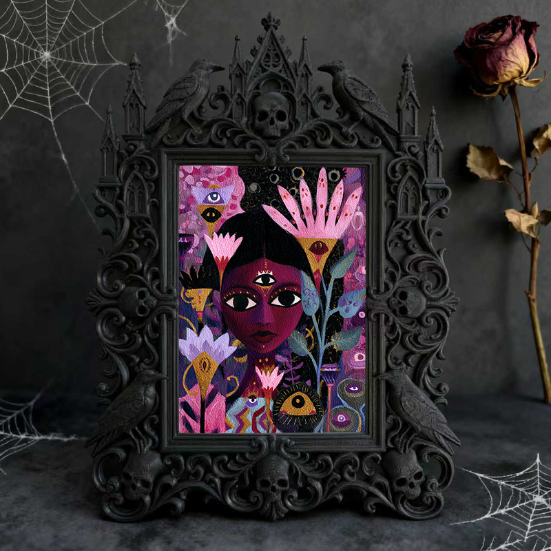 Insta-viral Gothic Dark-style Photo Frame | Vampire Themed Trivia Night Table Decor, Photo Ornament, Wall-mountable & Tabletop, Lightweight 