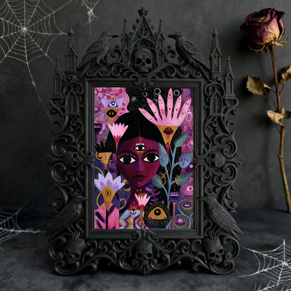 Insta-viral Gothic Dark-style Photo Frame | Vampire Themed Trivia Night Table Decor, Photo Ornament, Wall-mountable & Tabletop, Lightweight 