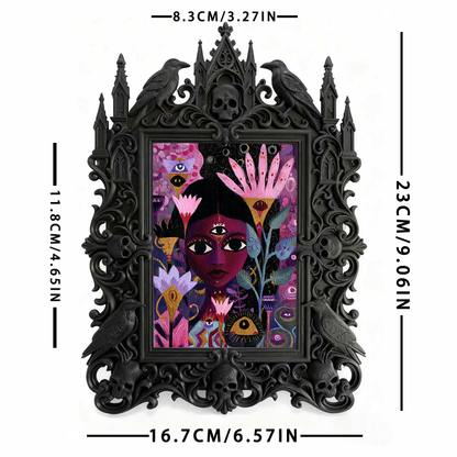 Insta-viral Gothic Dark-style Photo Frame | Vampire Themed Trivia Night Table Decor, Photo Ornament, Wall-mountable & Tabletop, Lightweight 