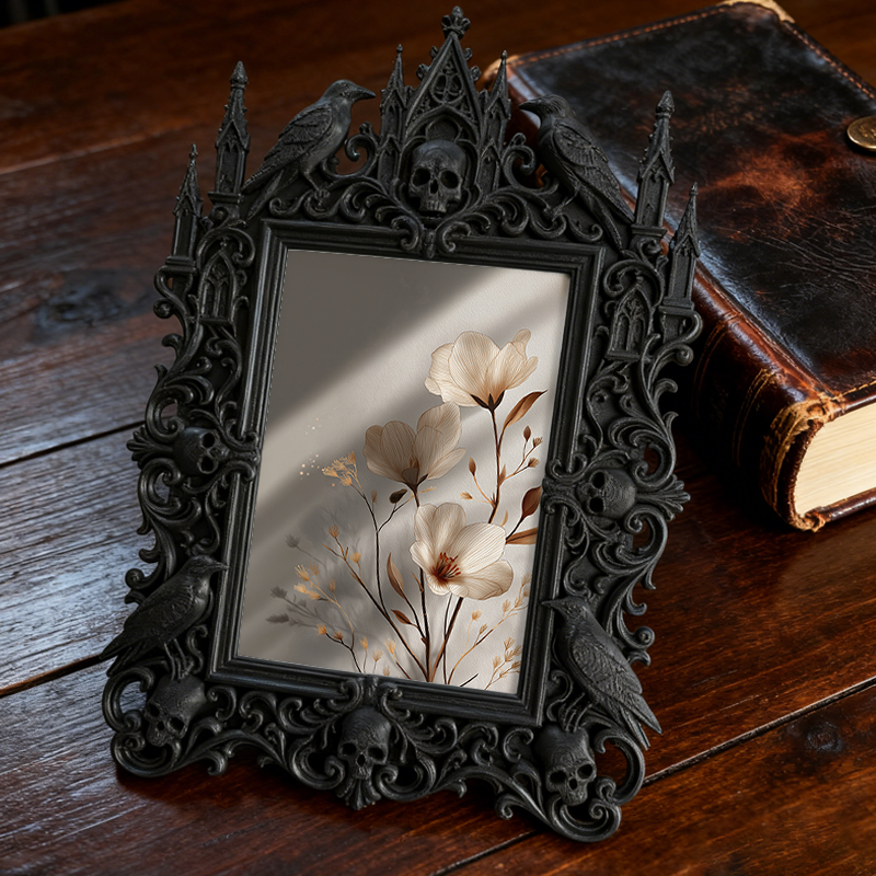 Trend-maker Gothic Dark-style Photo Frame | Gothic Dark Chocolate Shop Window Decor, Photo Ornament, Dual-use Display, Retro Plastic Frame