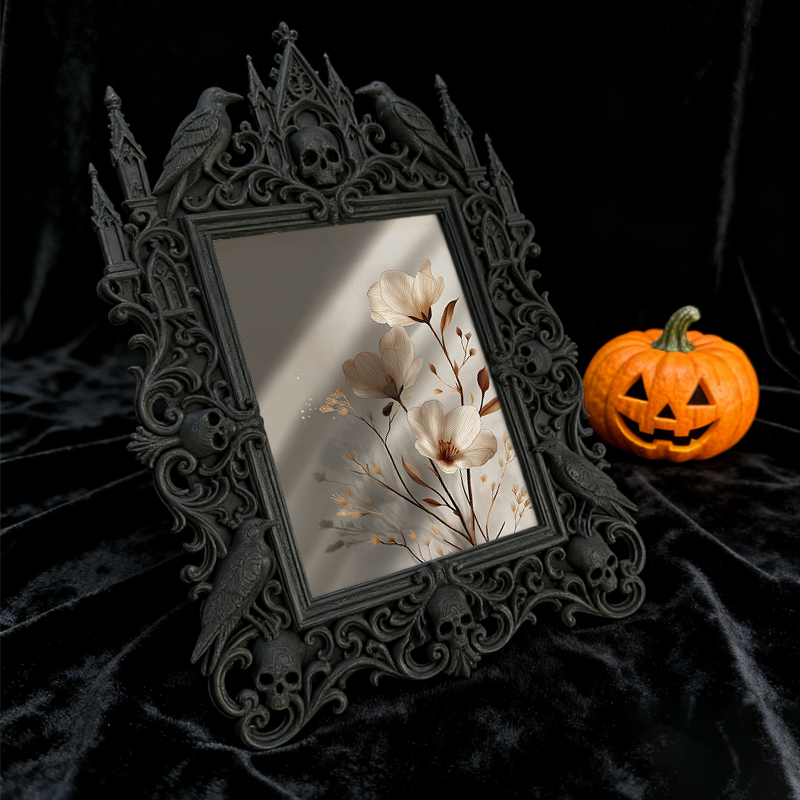 Trend-maker Gothic Dark-style Photo Frame | Gothic Dark Chocolate Shop Window Decor, Photo Ornament, Dual-use Display, Retro Plastic Frame