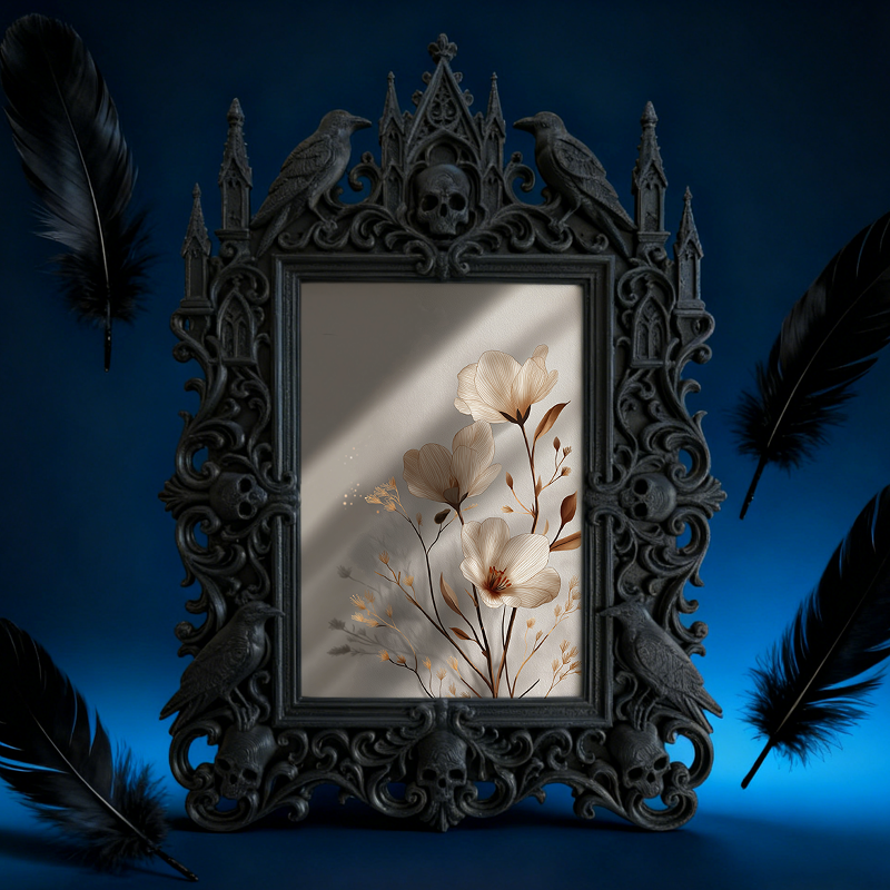 Trend-maker Gothic Dark-style Photo Frame | Gothic Dark Chocolate Shop Window Decor, Photo Ornament, Dual-use Display, Retro Plastic Frame