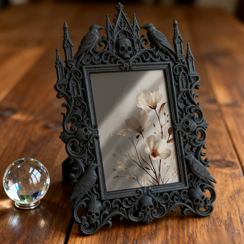 Trend-maker Gothic Dark-style Photo Frame | Gothic Dark Chocolate Shop Window Decor, Photo Ornament, Dual-use Display, Retro Plastic Frame