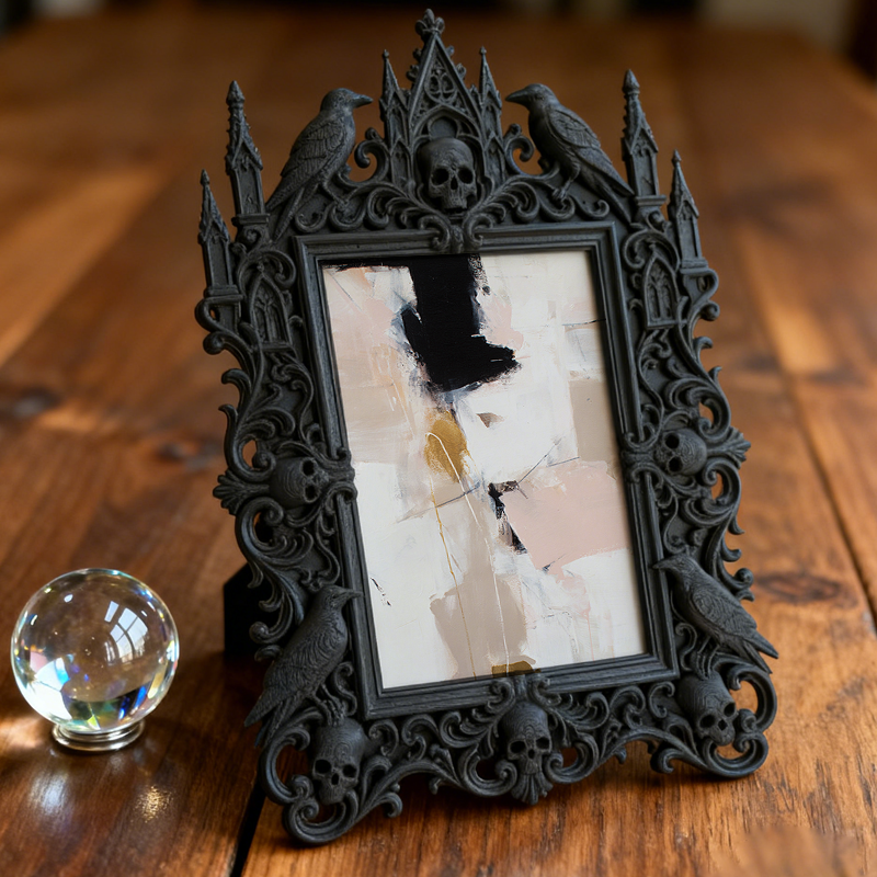 Customer-raved Gothic Dark-style Photo Frame | Witchy Crystal Carving Studio Decor, Photo Ornament, Wall-mountable & Tabletop, Scratch-resis