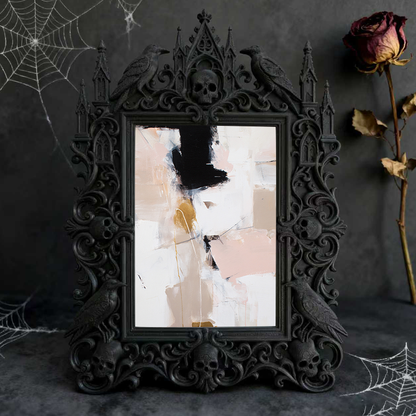 Customer-raved Gothic Dark-style Photo Frame | Witchy Crystal Carving Studio Decor, Photo Ornament, Wall-mountable & Tabletop, Scratch-resis