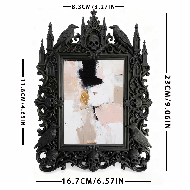 Customer-raved Gothic Dark-style Photo Frame | Witchy Crystal Carving Studio Decor, Photo Ornament, Wall-mountable & Tabletop, Scratch-resis