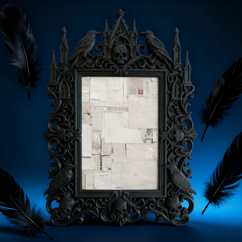 Must-snap Gothic Dark-style Photo Frame | Horror Themed Pop-up Shop Photo Spot, Photo Ornament, Wall-mountable & Tabletop, Slim Frame