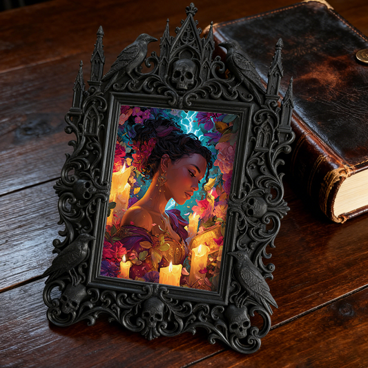Hard-to-find Gothic Dark-style Photo Frame | Werewolf Themed Hiking Trail Rest Stop Decor, Photo Ornament, Wall/Table Dual-use, Rustic Frame