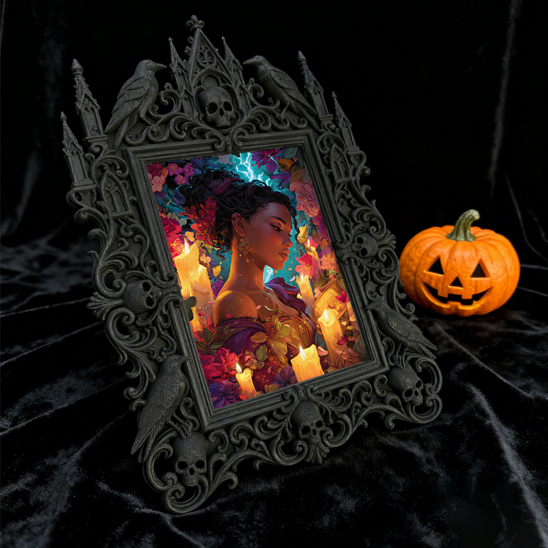 Hard-to-find Gothic Dark-style Photo Frame | Werewolf Themed Hiking Trail Rest Stop Decor, Photo Ornament, Wall/Table Dual-use, Rustic Frame