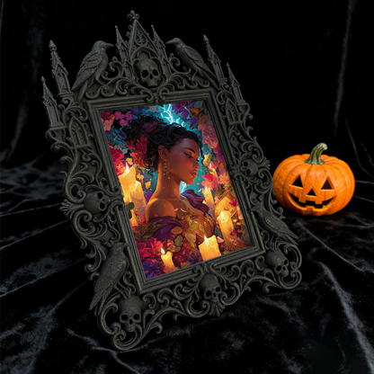 Hard-to-find Gothic Dark-style Photo Frame | Werewolf Themed Hiking Trail Rest Stop Decor, Photo Ornament, Wall/Table Dual-use, Rustic Frame