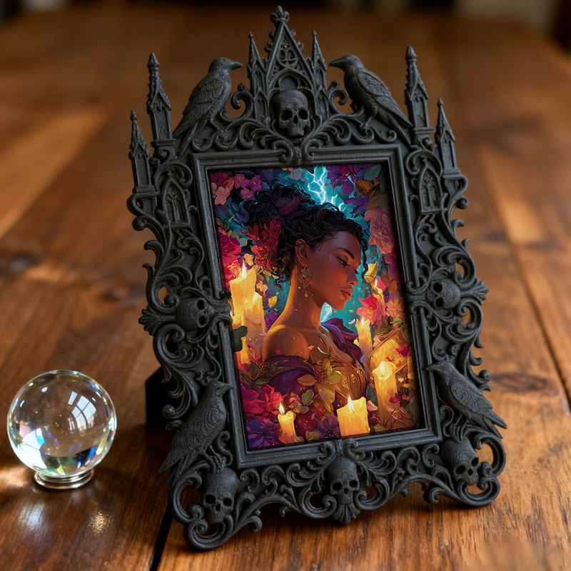 Hard-to-find Gothic Dark-style Photo Frame | Werewolf Themed Hiking Trail Rest Stop Decor, Photo Ornament, Wall/Table Dual-use, Rustic Frame
