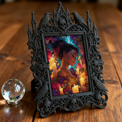 Hard-to-find Gothic Dark-style Photo Frame | Werewolf Themed Hiking Trail Rest Stop Decor, Photo Ornament, Wall/Table Dual-use, Rustic Frame