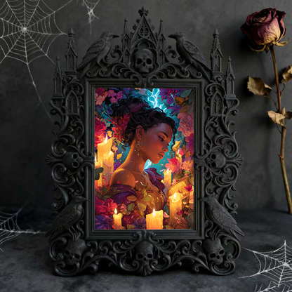 Hard-to-find Gothic Dark-style Photo Frame | Werewolf Themed Hiking Trail Rest Stop Decor, Photo Ornament, Wall/Table Dual-use, Rustic Frame