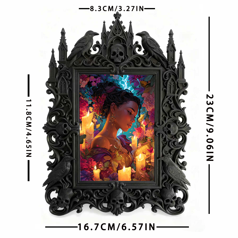 Hard-to-find Gothic Dark-style Photo Frame | Werewolf Themed Hiking Trail Rest Stop Decor, Photo Ornament, Wall/Table Dual-use, Rustic Frame