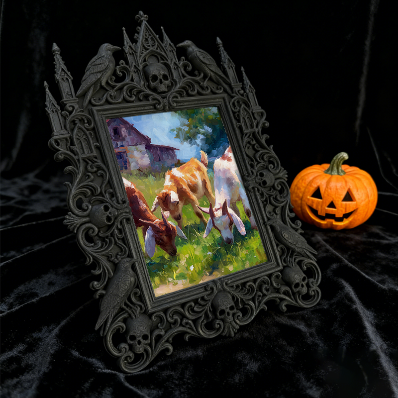 Luxe-rustic Gothic Dark-style Photo Frame | Dark Calligraphy Holiday Card Display Decor, Photo Ornament, Wall-mountable & Tabletop, Practica