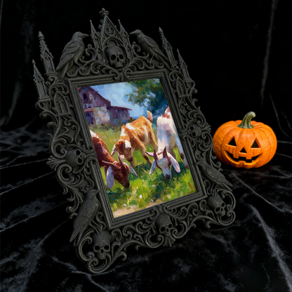 Luxe-rustic Gothic Dark-style Photo Frame | Dark Calligraphy Holiday Card Display Decor, Photo Ornament, Wall-mountable & Tabletop, Practica