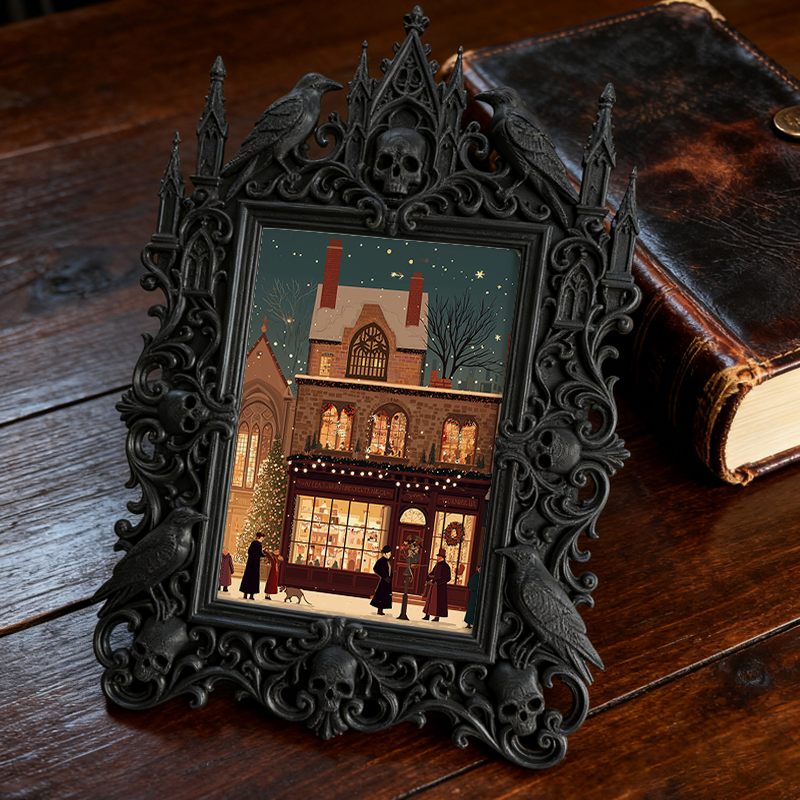 Rare-treasure Gothic Dark-style Photo Frame | Vampire Cosplay Wig Shop Display Decor, Photo Ornament, Wall/Table Dual-use, Artistic Frame