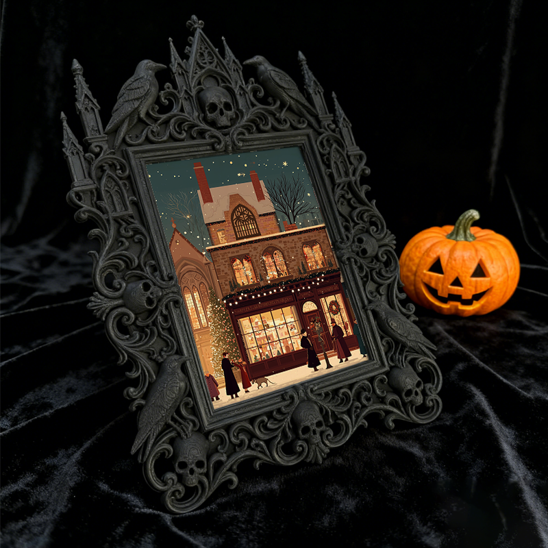 Rare-treasure Gothic Dark-style Photo Frame | Vampire Cosplay Wig Shop Display Decor, Photo Ornament, Wall/Table Dual-use, Artistic Frame