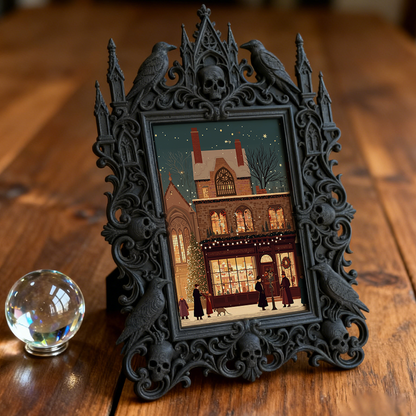 Rare-treasure Gothic Dark-style Photo Frame | Vampire Cosplay Wig Shop Display Decor, Photo Ornament, Wall/Table Dual-use, Artistic Frame