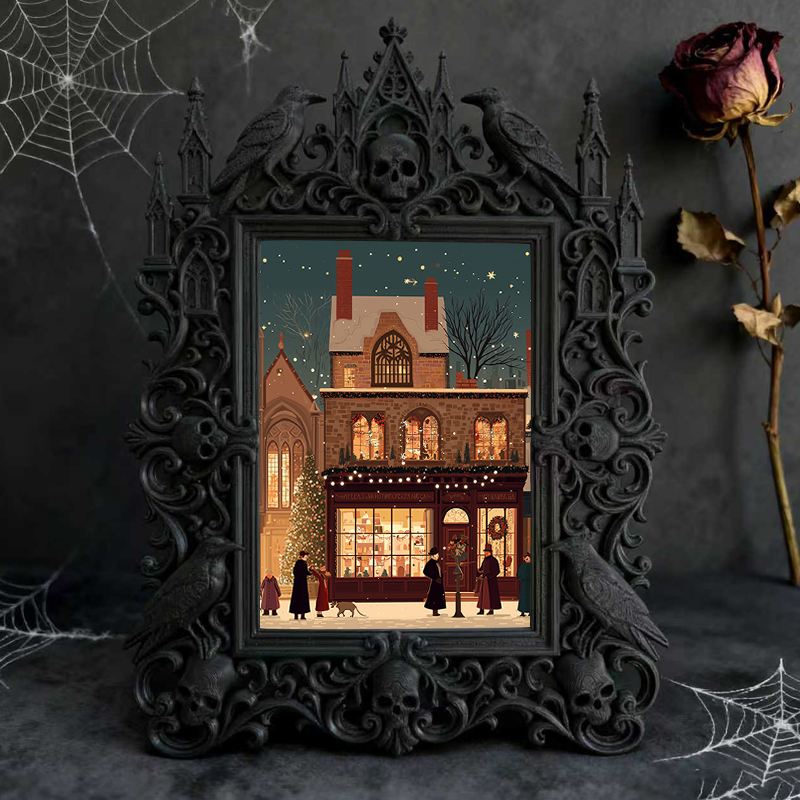 Rare-treasure Gothic Dark-style Photo Frame | Vampire Cosplay Wig Shop Display Decor, Photo Ornament, Wall/Table Dual-use, Artistic Frame