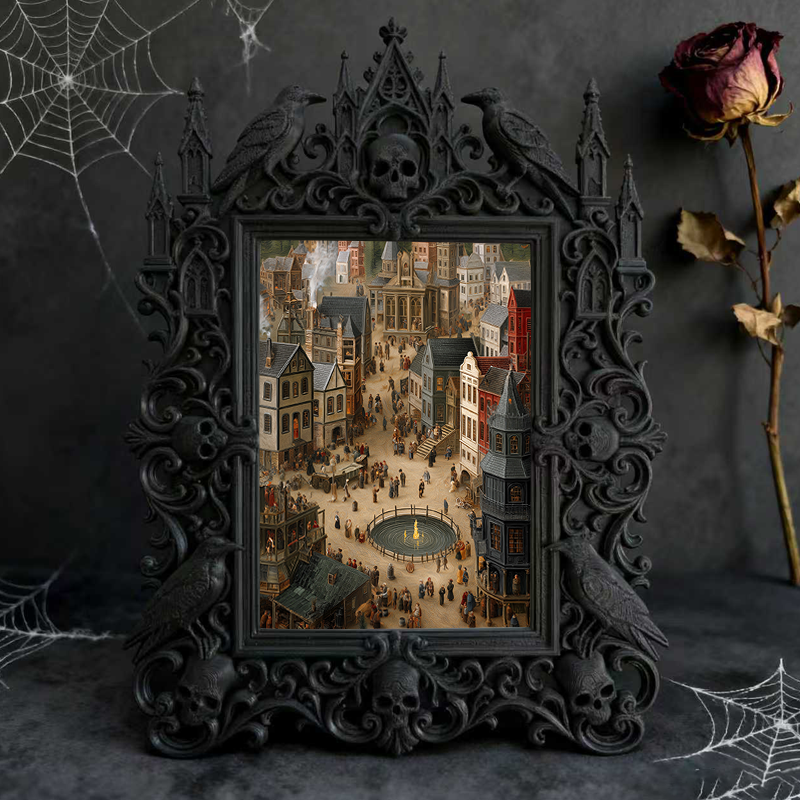 One-of-a-kind Gothic Dark-style Photo Frame | Witchy Moon Phase Candle Shop Decor, Photo Ornament, Wall-mountable & Tabletop, Portable Frame