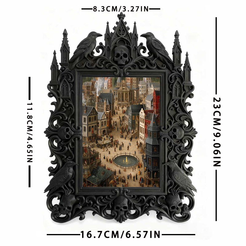 One-of-a-kind Gothic Dark-style Photo Frame | Witchy Moon Phase Candle Shop Decor, Photo Ornament, Wall-mountable & Tabletop, Portable Frame