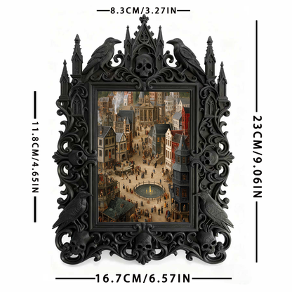 One-of-a-kind Gothic Dark-style Photo Frame | Witchy Moon Phase Candle Shop Decor, Photo Ornament, Wall-mountable & Tabletop, Portable Frame