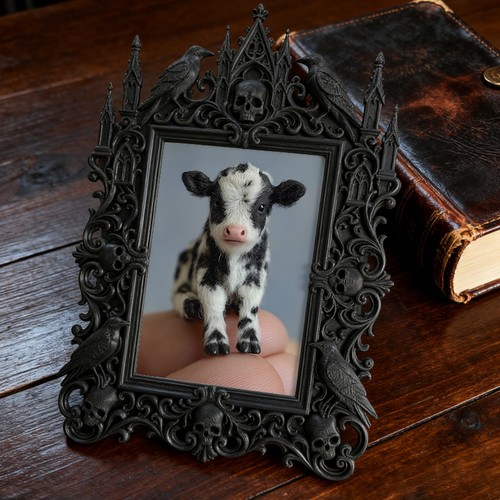 Tough-and-chic Gothic Dark-style Photo Frame | Gothic Bike Repair Shop Waiting Area Decor, Photo Ornament, Dual-use Display, Wear-resistant 