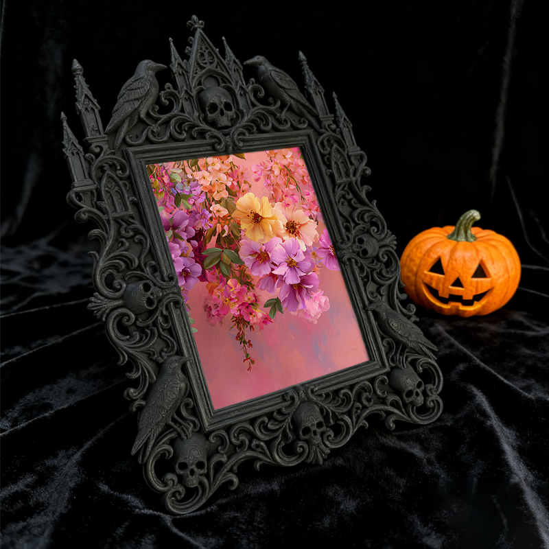 Elegant-gothic Gothic Dark-style Photo Frame | Paranormal Themed Bed & Breakfast Dining Room Decor, Photo Ornament, Wall-mountable & Tableto