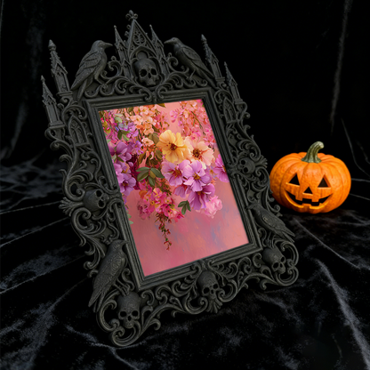 Elegant-gothic Gothic Dark-style Photo Frame | Paranormal Themed Bed & Breakfast Dining Room Decor, Photo Ornament, Wall-mountable & Tableto
