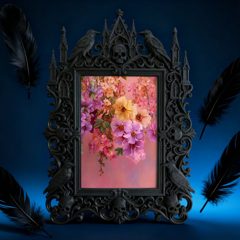 Elegant-gothic Gothic Dark-style Photo Frame | Paranormal Themed Bed & Breakfast Dining Room Decor, Photo Ornament, Wall-mountable & Tableto