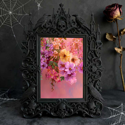 Elegant-gothic Gothic Dark-style Photo Frame | Paranormal Themed Bed & Breakfast Dining Room Decor, Photo Ornament, Wall-mountable & Tableto