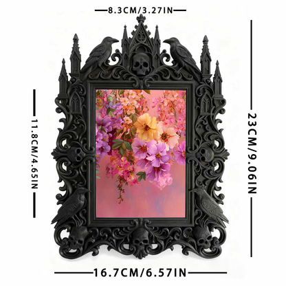 Elegant-gothic Gothic Dark-style Photo Frame | Paranormal Themed Bed & Breakfast Dining Room Decor, Photo Ornament, Wall-mountable & Tableto