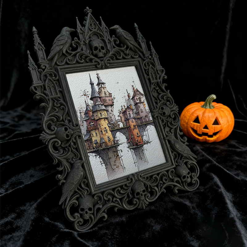 Bold-and-unique Gothic Dark-style Photo Frame | Dark Fantasy D&D Campaign Room Decor, Photo Ornament, Wall-mountable & Tabletop, Creative Fr