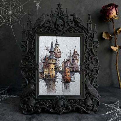 Bold-and-unique Gothic Dark-style Photo Frame | Dark Fantasy D&D Campaign Room Decor, Photo Ornament, Wall-mountable & Tabletop, Creative Fr