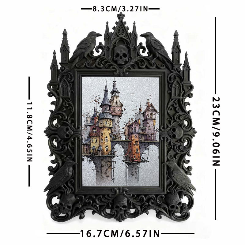 Bold-and-unique Gothic Dark-style Photo Frame | Dark Fantasy D&D Campaign Room Decor, Photo Ornament, Wall-mountable & Tabletop, Creative Fr