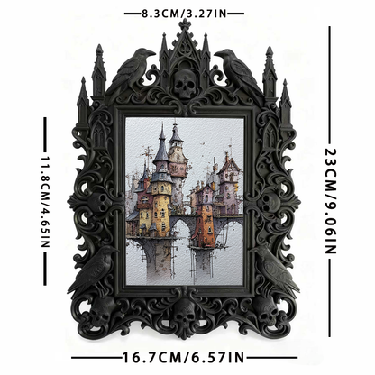 Bold-and-unique Gothic Dark-style Photo Frame | Dark Fantasy D&D Campaign Room Decor, Photo Ornament, Wall-mountable & Tabletop, Creative Fr