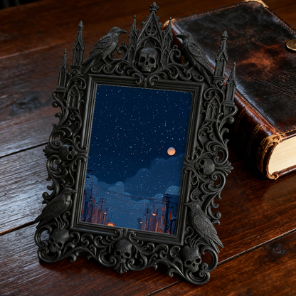 Cute-gothic Gothic Dark-style Photo Frame | Gothic Pet Bandana Photoshoot Prop, Photo Ornament, Dual-use Display, Cute Frame