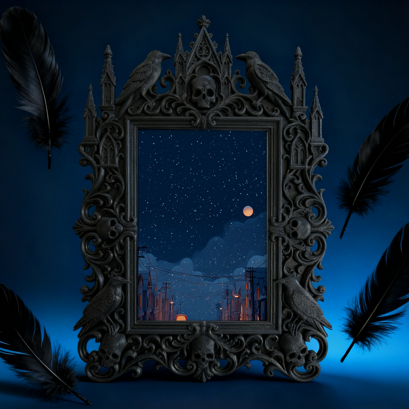 Cute-gothic Gothic Dark-style Photo Frame | Gothic Pet Bandana Photoshoot Prop, Photo Ornament, Dual-use Display, Cute Frame