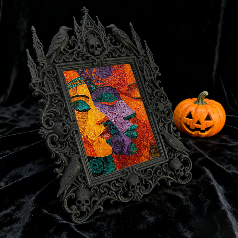 Reel-trending Gothic Dark-style Photo Frame | Ghost-themed Tiny Bookstore Nook Decor, Photo Ornament, Wall-mountable & Tabletop, Plastic Fra