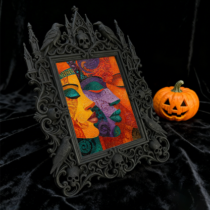Reel-trending Gothic Dark-style Photo Frame | Ghost-themed Tiny Bookstore Nook Decor, Photo Ornament, Wall-mountable & Tabletop, Plastic Fra