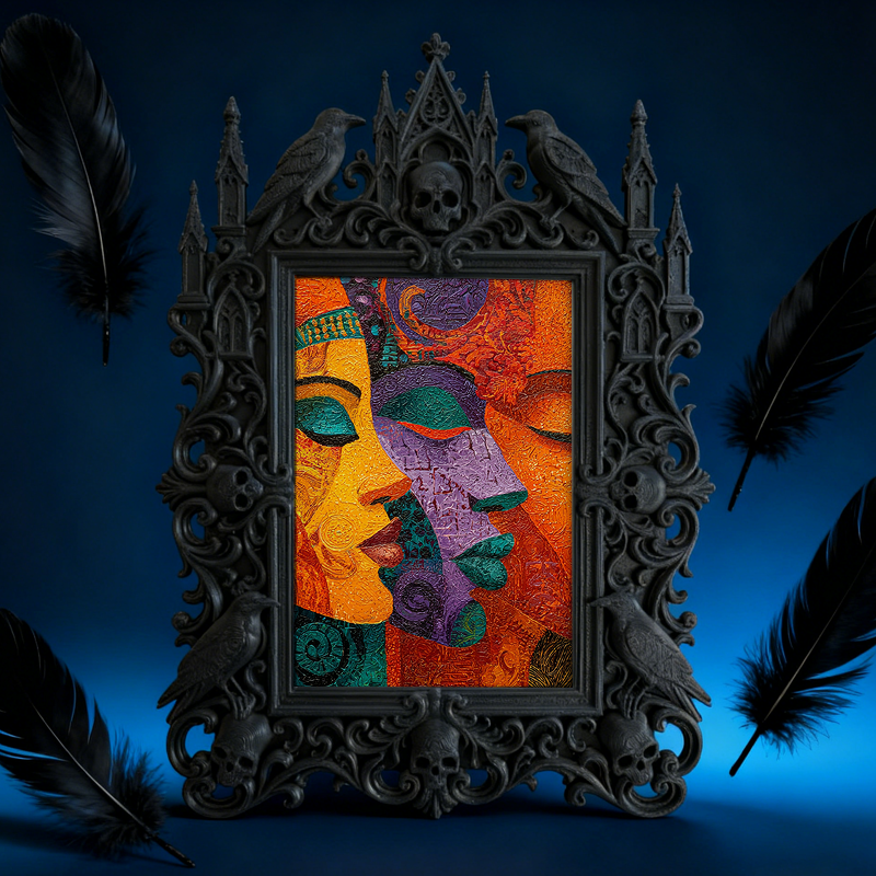 Reel-trending Gothic Dark-style Photo Frame | Ghost-themed Tiny Bookstore Nook Decor, Photo Ornament, Wall-mountable & Tabletop, Plastic Fra